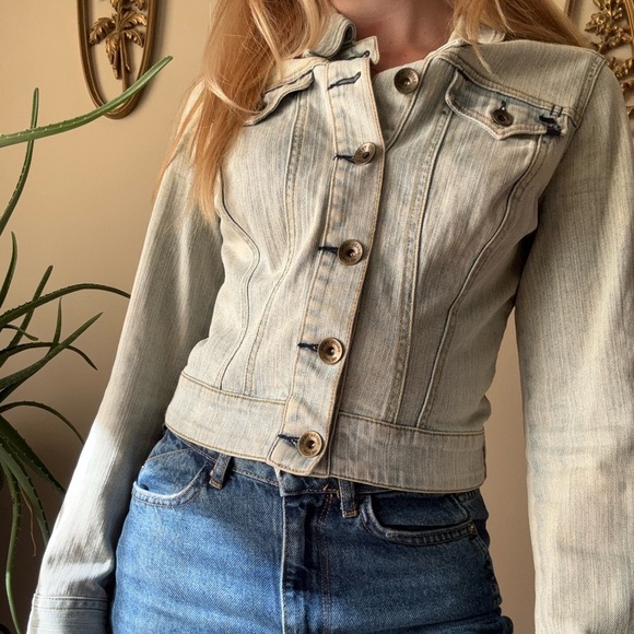 DKNY Light Blue Cropped Jean Jacket - Picture 7 of 10